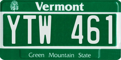 VT license plate YTW461