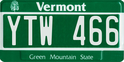VT license plate YTW466
