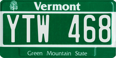 VT license plate YTW468