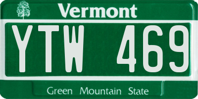 VT license plate YTW469