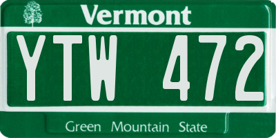 VT license plate YTW472