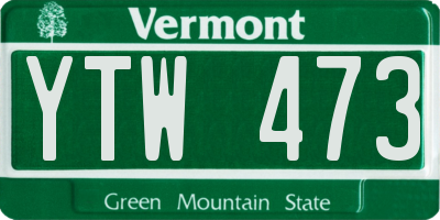 VT license plate YTW473