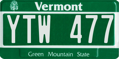 VT license plate YTW477