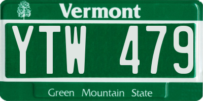 VT license plate YTW479