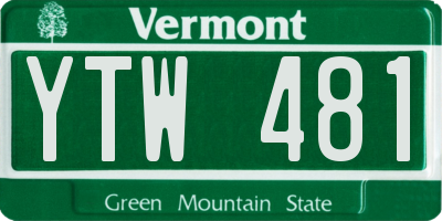 VT license plate YTW481