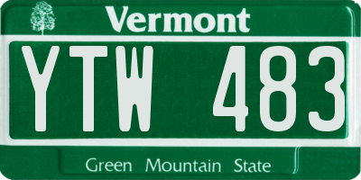VT license plate YTW483