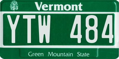 VT license plate YTW484