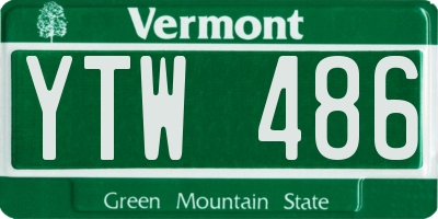 VT license plate YTW486