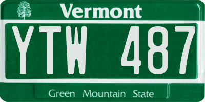 VT license plate YTW487