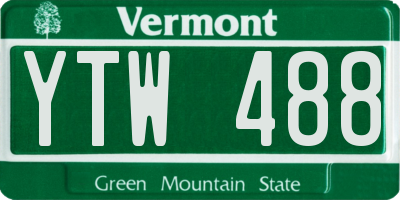 VT license plate YTW488