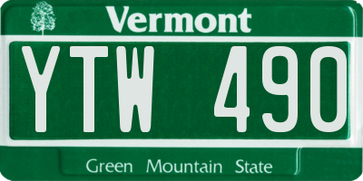 VT license plate YTW490