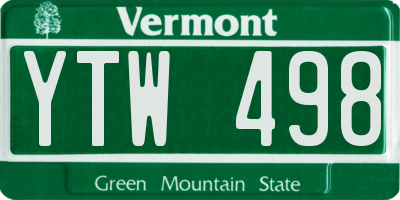 VT license plate YTW498