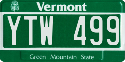 VT license plate YTW499