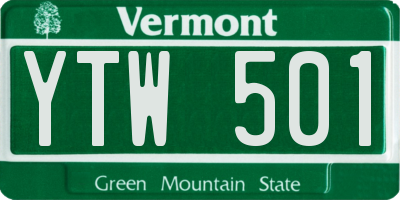 VT license plate YTW501