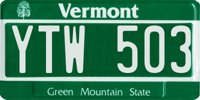 VT license plate YTW503