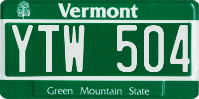 VT license plate YTW504