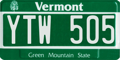 VT license plate YTW505