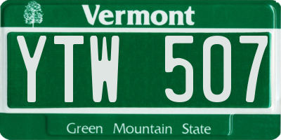 VT license plate YTW507