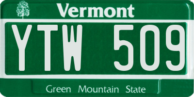 VT license plate YTW509