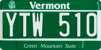 VT license plate YTW510