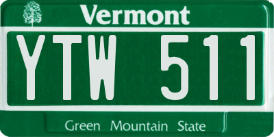 VT license plate YTW511