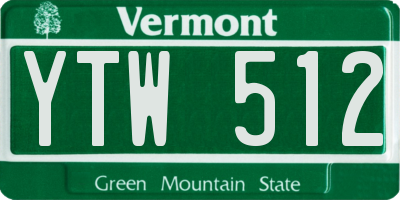 VT license plate YTW512