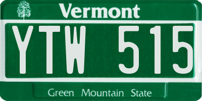 VT license plate YTW515
