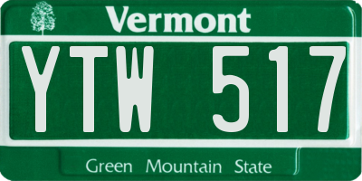 VT license plate YTW517