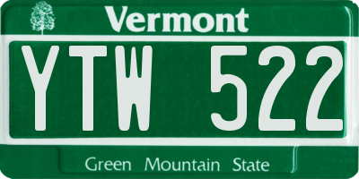 VT license plate YTW522