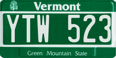 VT license plate YTW523