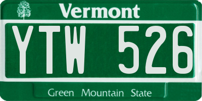 VT license plate YTW526