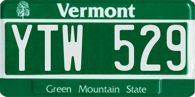 VT license plate YTW529