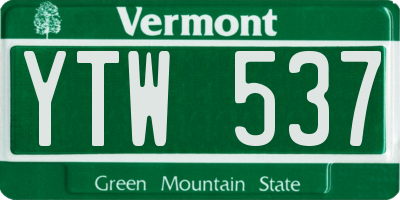 VT license plate YTW537