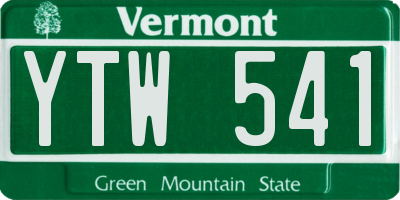VT license plate YTW541