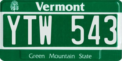 VT license plate YTW543