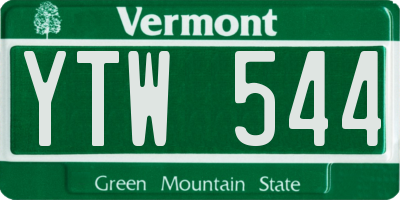 VT license plate YTW544