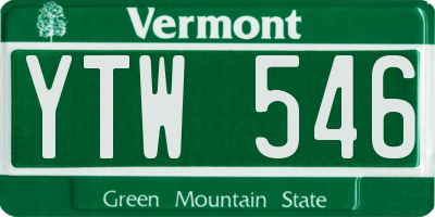 VT license plate YTW546
