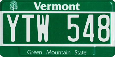 VT license plate YTW548