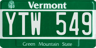 VT license plate YTW549