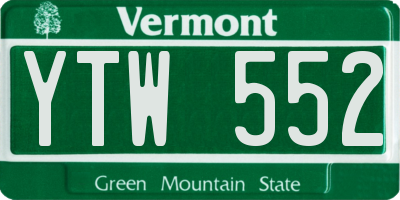 VT license plate YTW552