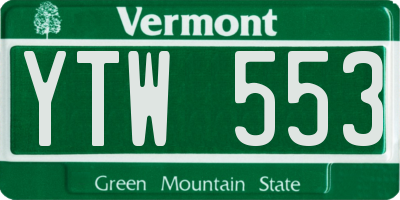VT license plate YTW553