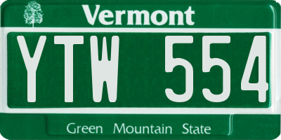 VT license plate YTW554
