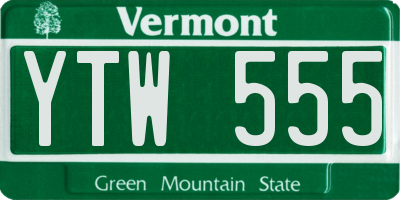 VT license plate YTW555
