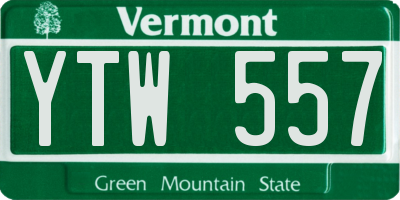 VT license plate YTW557
