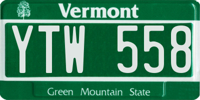 VT license plate YTW558