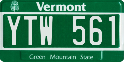 VT license plate YTW561