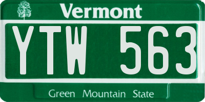 VT license plate YTW563