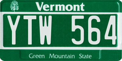 VT license plate YTW564