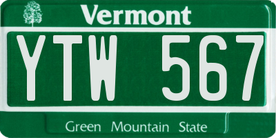 VT license plate YTW567