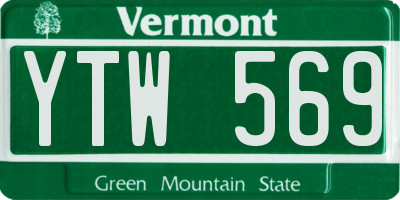 VT license plate YTW569